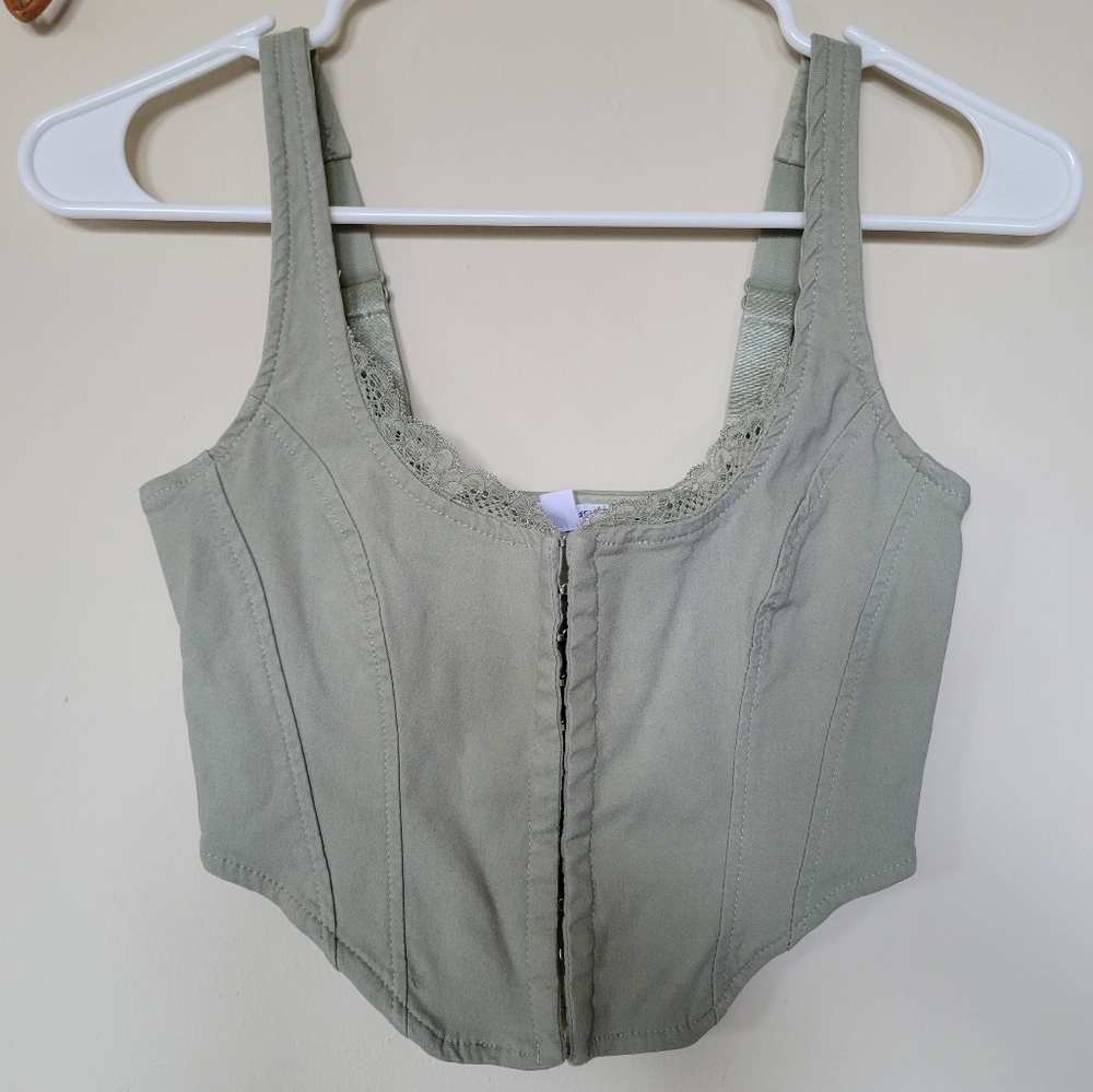 NWOT Green corset crop top